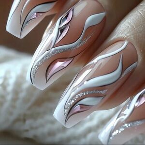 Elegant Pink and White Nail Art
